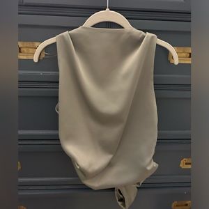 Zara Open Back Satin Effect Top M (Gray/Green)